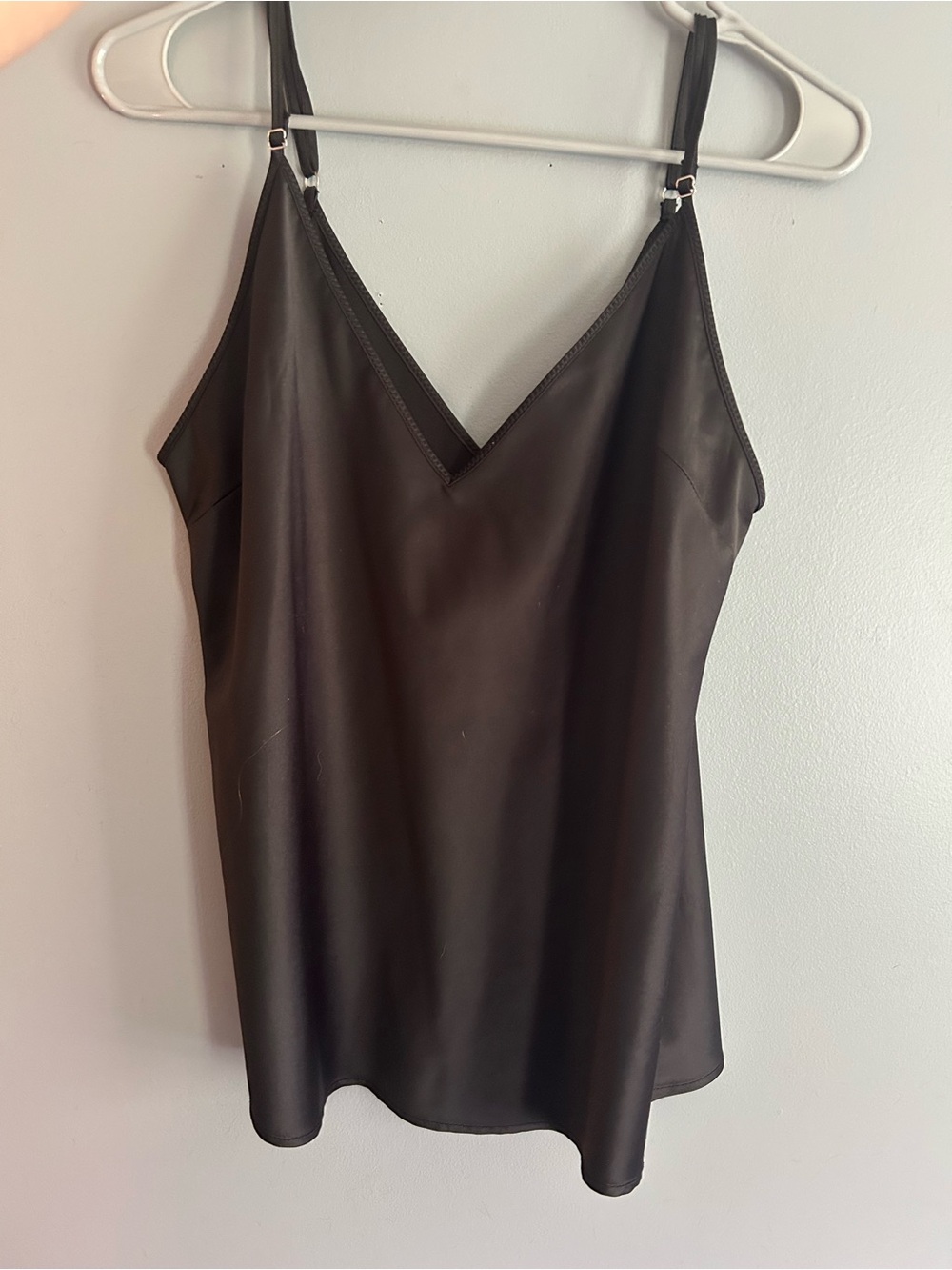 Zara Black Satin V-Neck Cami